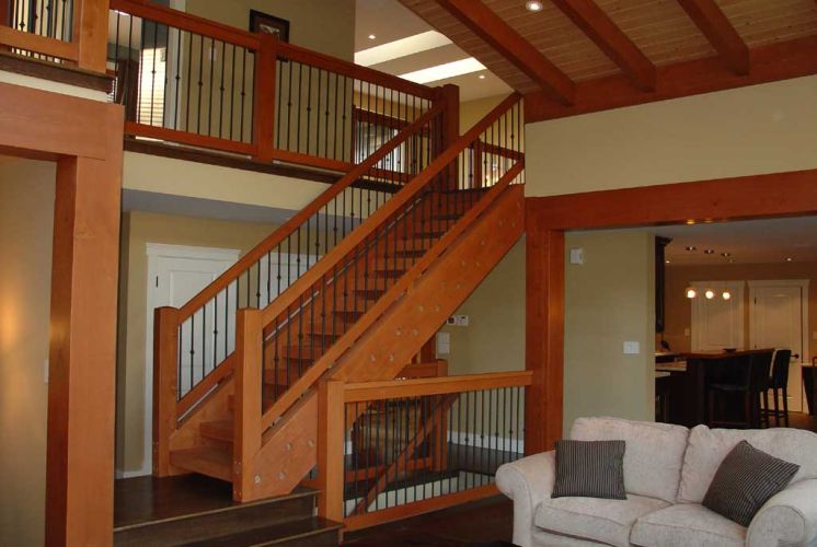 Stairs Living room Granite Rock Residence Home Builder Squamish granite